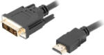 Lanberg Cablu HDMI(M) DVI-D(M)(18+1) 1, 8 m negru Single Link cu conectori placați cu aur (CA-HDDV-10CC-0018-BK)