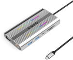 ORICO XCR 12in1 RGB USB-C Docking Station 3x USB-A USB-C PD 100W HDMI 4K VGA RJ45 Gigabit SD and microSD Card Reader - Silver (ORICO-XDR-X2-SV-BP) - pcone