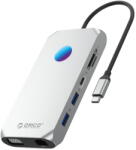ORICO XCR 12in1 RGB USB-C Docking Station 2x USB-A 3.1 1x USB-A 2.0 1x USB-C PD 100 W 1x USB-C 3.1 2x HDMI 2.0 4K 60Hz 1x VGA 1080p 1x microSD/SD 3.0 1x RJ Gigabit Ethernet 1x Audio CTIA 3.5 mm - Gray (ORIC