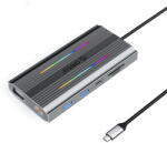 ORICO XCR 12in1 RGB USB-C Docking Station 3x USB-A USB-C PD 100W HDMI 4K VGA RJ45 Gigabit SD and microSD Card Reader - Gray (ORICO-XDR-X2-GY-BP) - pcone