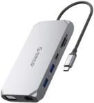 ORICO XCR 12in1 USB-C Docking Station 3x USB-A 3.1 1x USB-A 2.0 1x USB-C PD 100W 1x USB-C 3.1 1x HDMI 1.4 4K 30 Hz 1x VGA 1080p 1x SD 3.0 1x microSD 3.0 1x RJ45 Gigabit Ethernet 1x audio CTIA 3.5 mm - Gray 
