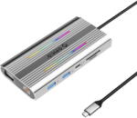 ORICO XDR 12in1 RGB USB-C Docking Station USB-A USB-C PD 100W 2x HDMI 4K 60Hz VGA RJ45 Gigabit SD and microSD Card Reader - Gray (ORICO-XDR-X1-SV-BP) - pcone