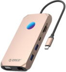 ORICO XCR 12in1 RGB USB-C Docking Station 2x USB-A 3.1 1x USB-A 2.0 1x USB-C PD 100W 1x USB-C 3.1 2x HDMI 2.0 4K 60Hz 1x VGA 1080p 1x microSD/SD 3.0 1x RJ Gigabit Ethernet 1x Audio CTIA 3.5mm - Rose Gold (O