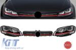 KITT 3D LED fényszóró dinamikus futófényes irányjelzővel (RHD) hűtőráccsal VW Golf 7 VII (2012-2017) RED R20 GTI megjelenés (COHLVWG7GTILEDFWRHD)