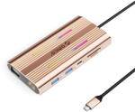 ORICO XDR 12in1 RGB USB-C Docking Station 3x USB-A USB-C PD 100W HDMI 4K VGA RJ45 Gigabit SD and microSD Card Reader - Rose Gold (ORICO-XDR-X2-RG-BP) - pcone