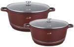 Bachmayer Set 2 oale mari marmorate Bachmayer 17, 5 L + 24 L (40 și 44 cm), capac de sticlă, pentru zacuscă și conserve, inducție