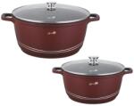 Bachmayer Set 2 oale mari marmorate Bachmayer 13, 5 L + 24 L (36 și 44 cm), capac de sticlă, pentru zacuscă și conserve, inducție