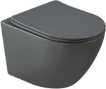 INVENA Tavro vas wc cu capac soft-close agăţat fără margine gri mat CE-71-007 (CE71007)