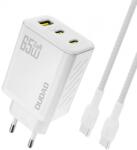 Dudao Incarcator Retea Cu Cablu USB-C Dudao A29C, 65W, 3.25A, 1 x USB-A - 2 x USB-C, Alb