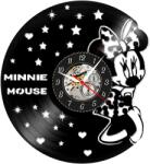  Ceas de perete decorativ realizat din disc de vinil, Model Minnie Mouse Disney, Stele si Inimioare, Cadran Skeleton, Negru, 30 cm