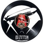  Ceas de perete decorativ realizat din disc de vinil, Model Led Zeppelin, Dirijabil, Icarus, Album Mothership, Negru, 30 cm