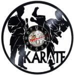  Ceas de perete decorativ realizat din disc de vinil, Model Karate Arte Martiale Luptator Kimono, Negru, 30 cm