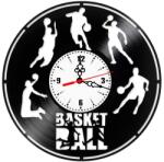  Ceas de perete decorativ, Basketball / Baschet, realizat din disc de vinil (Vinyl Record), 30 cm, mecanism silențios, negru