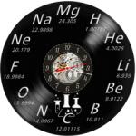  Ceas de perete decorativ realizat manual din disc de vinil, handmade, tematica Chimie si Tabelul Periodic, ideal cadou profesori, chimisti si studenti, Negru, 30 cm