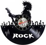  Ceas de perete decorativ realizat din disc de vinil, Model Rock Chitarist Concert, Metal Punk, Negru, 30 cm