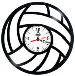  Ceas de perete din disc vinil, Tematică Volei, Design Minge de Volei, Negru, 30 cm