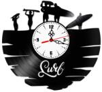  Ceas de perete decorativ, Surf / Surfing, realizat din disc de vinil (Vinyl Record), 30 cm, mecanism silențios, negru