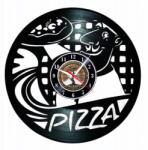  Ceas de perete din disc de vinil, Model Pizza, Negru, 30 cm