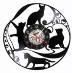  Ceas de perete din disc de vinil, Model Pisici, Negru, 30 cm - cod CB3575