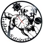  Ceas de perete din disc de vinil, Model Golden Retriever, Negru, 30 cm - cod CB2457
