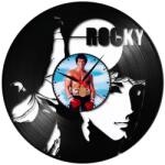  Ceas de perete decorativ realizat din disc de vinil, Model Rocky Balboa, Sylvester Stallone, Box, Cadran Foto, Negru, 30 cm