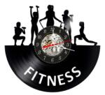  Ceas de perete decorativ, Fitness / Evolution Gym, realizat din disc de vinil (Vinyl Record), 30 cm, mecanism silențios, negru