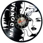 Ceas de perete decorativ realizat din disc de vinil, Model Madonna Regina Pop Portret Stilizat, Negru, 30 cm