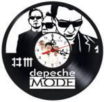  Ceas de perete decorativ realizat din disc de vinil, Model Trupa Depeche Mode, Siluete Membri si Logo DM, Negru Premium, 30 cm