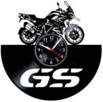  Ceas de perete decorativ realizat din disc de vinil, Model Motocicleta BMW GS Adventure, Touring Enduro, Logo GS Masiv, Cadran Negru, 30 cm