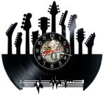  Ceas de perete decorativ realizat din disc de vinil, Model Chitari Colecție Muzică Rock, Negru, 30 cm