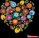 POL-MAK Virág Folk Heart Black szalvéta 20 db-os 33x33 cm (PKK058545) - nyomtassotthon