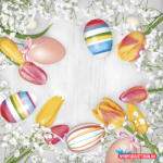 POL-MAK Húsvét Striped Eggs szalvéta 20 db-os 33x33 cm (PKK771094) - nyomtassotthon