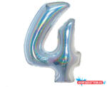 GoDan Ezüst Holographic 4-es szám fólia lufi 76 cm (MLG144765)