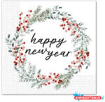 Boldog Új Évet Happy New Year Wreath szalvéta 20 db-os 33x33 cm FSC (PNN95389)