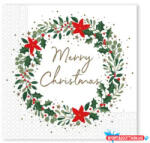Karácsony Karácsonyi Holly Wreath szalvéta 20 db-os 33x33 cm FSC (PNN96736)