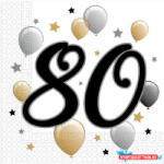 Boldog Születésnapot Happy Birthday 80 Milestone szalvéta 20 db-os 33x33 cm (PNN88871)