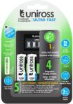 Uniross UCU005A LCD-s processzoros gyors töltő 4db 2700mAh AA akkumulátorral (4895122320749)