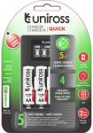 Uniross UCU002A LCD gyorstöltő + 4db AA/ceruza 2100mAh Hybrio Ni-Mh akkumulátor (4895122320732)