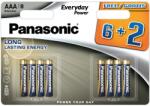 Panasonic LR03EPS/8BW 6+2F 1, 5V AAA/mikro tartós alkáli elem 8 db/csomag (LR03EPS/8BW 6+2F)