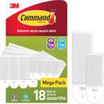 TYPEC Set Benzi Dublu Adezive pentru Tablouri 3M Command, Pachet Mixt 18 Perechi (36 Benzi: 10 Mici + 8 Medii), Fixare Fără Cuie sau Găurire, Îndepărtare Fără Urme, Alb