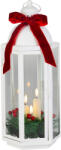 MagicHome Karácsonyi lámpa, MagicHome Vianoce, 16 x 14 x 38, 5 cm, fehér, 3 db LED, melegfehér fényű, IP20, piros szalaggal, elemes (3 db AAA) (TC8092351)