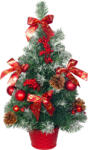 MagicHome Műfenyő, MagicHome Vianoce, piros, 50 cm, díszített, havas hatású, tobozokkal, beltéri, asztali elhelyezésre (TC8092047)
