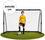 MOVEPRO Futballkapu, MOVEPRO JSP-DS8033, 240 x 160 x 80 cm, fekete, acél váz, sűrű szövésű PE háló, habszivacs védőborítás, rögzítővel, időjárásálló, szerszám nélkül összeszerelhető (TF5313)
