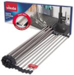 Vileda Összecsukható Edényszárító Rács 45x40 cm Rozsdamentes Acél és TPE - 24 Rúd, Mosogatóba Illő, Görgethető