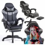 RG Gamer párnázott puha állítható irodai forgószék, fekete, 150 Kg teherbírással, kihajtható lábtámasszal (RC-K-1970)