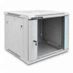 Qoltec 19″ 9 U falra szerelhető RACK szekrény, 600 × 500 × 600 mm, edzett üvegajtóval, acélburkolattal és zárral - szürke (54486)
