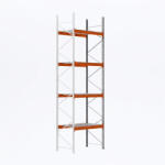 AR Racking Raklapos állvány bővítőmodul, 600×270×110 cm, 4 szint, 1 mező, acélrács polccal, 500 kg/raklap, horganyzott/narancs