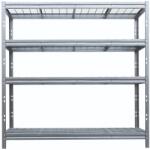 AR Shelving BULLRACK RIVET PRO nagy teherbírású állvány, 200×200×45 cm, 4 szint, acélrács polccal, 300 kg/polc, horganyzott