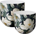 Koopman Vaze decorative de masă Koopman, set 2 piese cu imprimeu floral, H21 și H25 cm