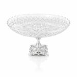 Efegil Fructieră din sticlă cu picior argintiu 29x29x13 cm, transparent, Efegil Luxury Castron